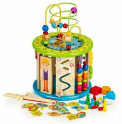 Eco Toys Cub educational din lemn cu jocuri, blocuri si pescuit Ecotoys HM175920 (EDIHM175920) - babyneeds
