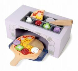 ECOTOYS Cuptor pentru pizza din lemn + accesorii pentru bucatarie si alimente Ecotoys 4333 (EDI4333)