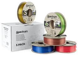 Spectrum 3D filament, PLA Silk, 1, 75mm, 5x250g, 80750, mix Glorious Gold, Spicy Copper, Apple Green, Ruby Red, Indigo Blue