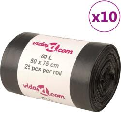 vidaXL Торбички за боклук 250 бр черни 60 л (155339)
