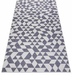 My carpet company kft Fonott sizal szőnyeg SION Geometriai, háromszögek 22373 lapos szövött ecru / kék / rózsaszín 160x220 cm (D104)
