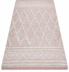 My carpet company kft Fonott Sizal szőnyeg boho MOROC gyémánt 22297 rojt - két szintű gyapjú rózsaszín / krém, újrahasznosított szőnyeg 117x170 cm (D605)