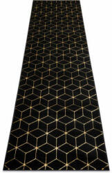  GLOSS Futószőnyeg - Art Deco Kockamintás - Fekete/Arany - 60x300 cm (AT3857)