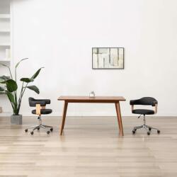  Scaun de birou pivotant, negru, lemn curbat și piele ecologică (3054839)