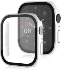 CAPACĂ COMPLETĂ PC Husă din plastic cu sticlă pentru Apple Watch SE / SE 2022 / SE 2023 (44mm) alb