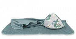  Baby Shop kapucnis fürdőlepedő 100*100 cm - szürke/zöld sárkány - babyshopkaposvar