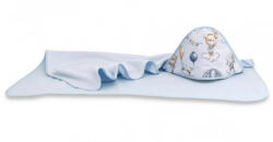 Baby Shop kapucnis fürdőlepedő 100*100 cm - kék lufis állatok - babyshopkaposvar
