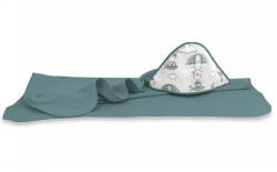  Baby Shop kapucnis fürdőlepedő 100*100 cm - zöld lufis állatok - babyshopkaposvar