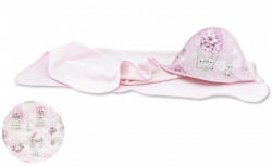 Baby Shop kapucnis fürdőlepedő 100*100 cm - rózsaszín virágos nyuszi - babyshopkaposvar