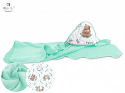 Baby Shop kapucnis fürdőlepedő 100*100 cm - Lulu natural menta - babyshopkaposvar