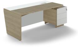Trevix asztal 200, 5 x 90 cm + jobb konténer, homoki tölgy / fehér