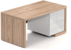 Lineart asztal 160 x 85 cm + jobb konténer, világos bodza / fehér