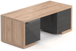  Lineart asztal 200 x 85 cm + 2x konténer, világos szil / antracit