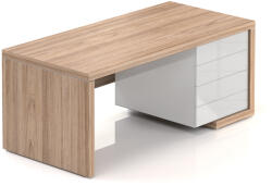Lineart asztal 180 x 85 cm + jobb konténer, világos bodza / fehér