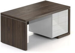 Lineart asztal 160 x 85 cm + jobb konténer, bodza sötét / fehér