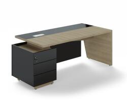 Trevix asztal 200, 5 x 90 cm + bal konténer, homoki tölgy / fekete