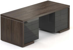  Lineart asztal 200 x 85 cm + 2x konténer, sötét szil / antracit