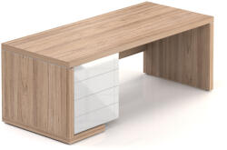  Lineart asztal 200 x 85 cm + bal konténer, világos bodza / fehér