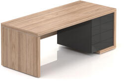  Lineart asztal 200 x 85 cm + jobb konténer, világos szil / antracit