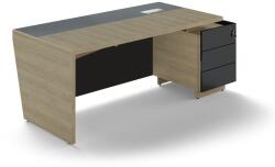 Trevix asztal 200, 5 x 90 cm + jobb konténer, homoki tölgy / fekete