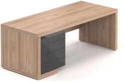  Lineart asztal 200 x 85 cm + bal konténer, világos szil / antracit