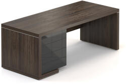 Lineart asztal 200 x 85 cm + bal konténer, sötét szil / antracit