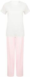 Towel City Pijama lungă de bumbac pentru femei - Albă / roz | S (TC053-1000251571)