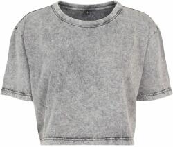 Build Your Brand Női crop top póló Acid Washed - Szürke / fekete | S (BY054-1000229549)