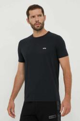 BOSS pamut póló BOSS ATHLEISURE sima - sötétkék L