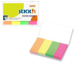 Hopax Stick index hartie color 50 x 20 mm, 4 x 50 file set, Stick n - 4 culori neon (HO-21205)