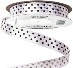 Valex Decor Fekete pöttyös szatén szalag 12mm x 20m - Fehér (DRB12-01)