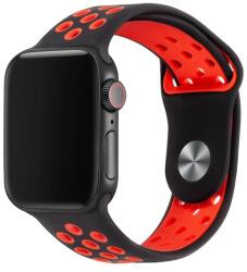 Apple Watch 38/40/41 mm szilikon sport szíj - fekete-piros (IWSZN304)