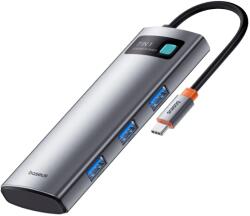 Baseus Hub USB Baseus 7in1 Metal Gleam Series USB-C la USB-C PD / 3x USB-A / HDMI / SD TF - gri (6932172636579)