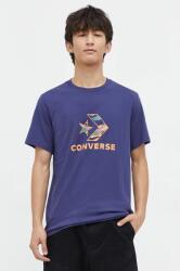 Converse tricou din bumbac barbati, culoarea albastru marin, cu imprimeu 9BYX-TSM1GW_59X