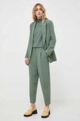 Bruuns Bazaar pantaloni femei, culoarea verde, mulata, high waist PPYY-SPD0NY_77A
