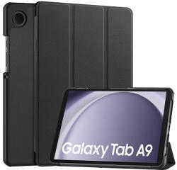 Triple Folding bőrhatású támasztós fliptok Samsung X110, X115 Galaxy Tab A9, fekete
