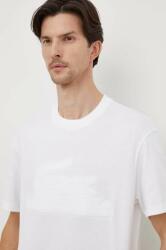 Lacoste tricou din bumbac barbati, culoarea alb, cu imprimeu 9BYX-TSM138_00X