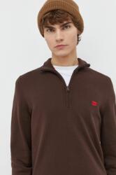 HUGO BOSS pulover de bumbac culoarea maro, light, cu turtleneck 9BYY-SWM0L7_89X