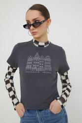 Abercrombie & Fitch tricou din bumbac femei, culoarea gri 9BYX-TSD1F5_90Y