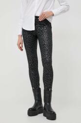 Morgan pantaloni femei, culoarea negru, mulata, medium waist 9BYX-SPD0ZE_99X