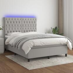 vidaXL világosszürke szövet rugós és LED-es ágy matraccal 140x200 cm (3135117) - vidaxl