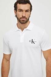 Calvin Klein Jeans tricou polo bărbați, culoarea alb, cu imprimeu J30J323395 9BYX-POM00G_00X