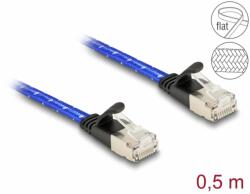 Delock Cablu de retea brodat RJ45 Cat. 6A Flat FTP 0.5m Albastru, Delock 80382 (80382)