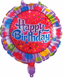  Happy Birthday színes pöttyös szülinapi fólia lufi 45cm