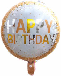 Happy Birthday arany-ezüst fehér pöttyös szülinapi fólia lufi 45cm