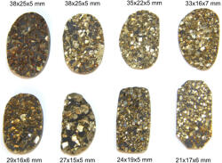  Cabochon din Pirita Naturala Druzi - Ovala, Dreptunghi, Neregulat - 42-48x22-29x4-12 mm - 1 Buc
