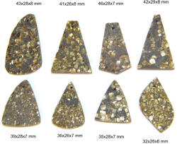  Pandantiv Pirita Druzy Natural cu Gaura - Triunghi - Picatura - Neregulat - 33-51x23-32x4-9 mm - 1 Buc