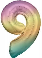 Pastel Rainbow óriás szám fólia lufi 9-es, 83 cm (DPA9909707) - mesesajandek