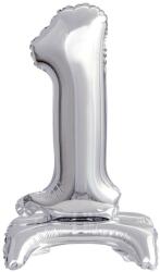 Amscan Silver, Ezüst mini 1-es szám fólia lufi talppal 38 cm (DPA9911724)