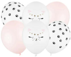 Partydeco Mintás latex lufi 11" 28cm Cica, 6db (LUFI351900)